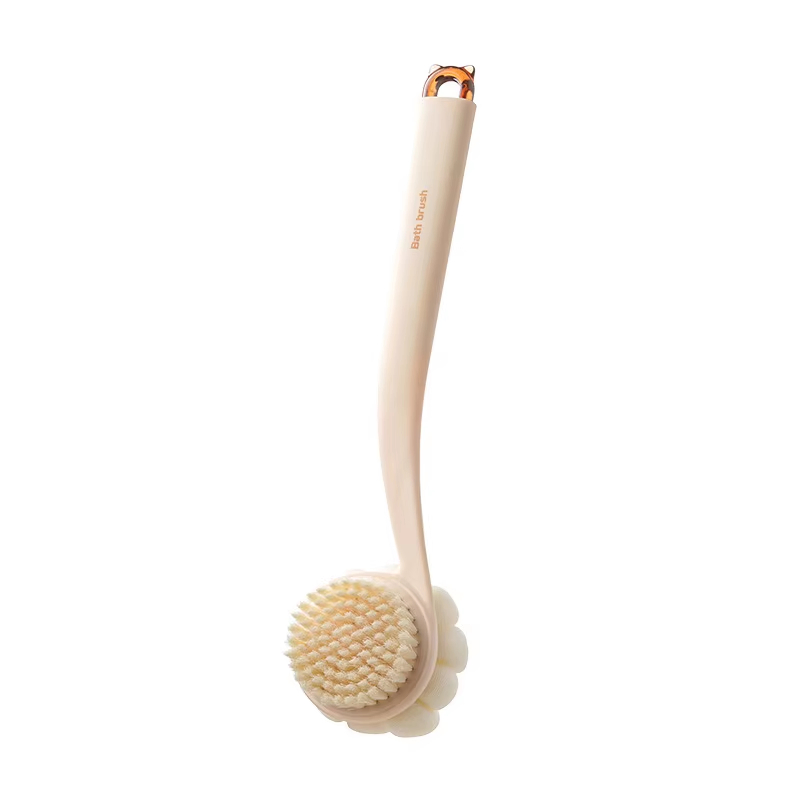 Long Handled Double Sided Soft Bristle Bath Scrubber for Bathroom Exfoliate and Remove Dirt Sponge Scrubber Brushes with Handle