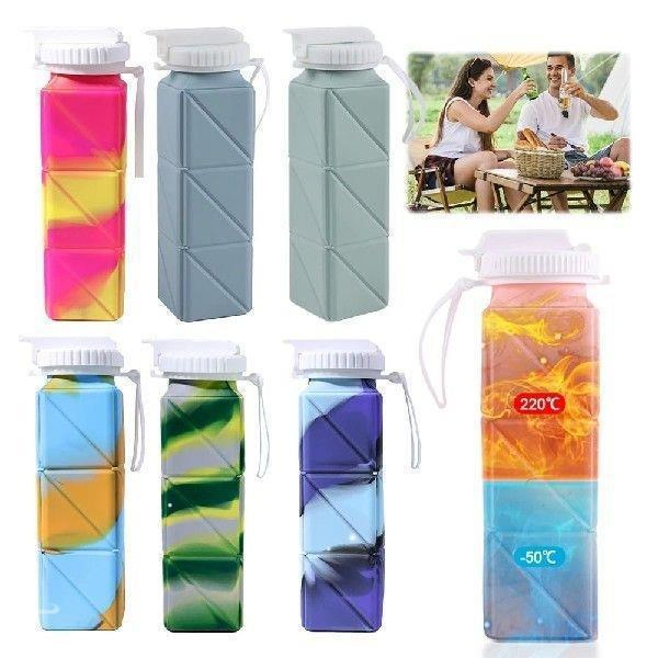 Складная силиконовая бутылка для воды, 600 мл