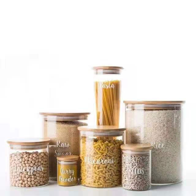 Стеклянная банка для хранения с бамбуковой крышкой
