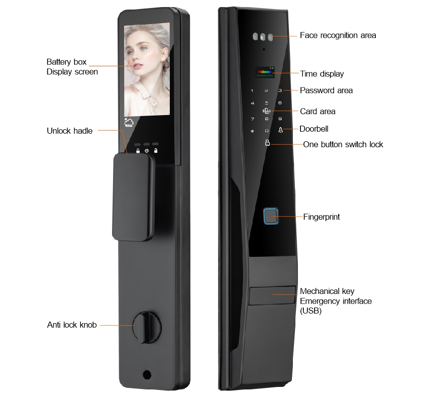 Smart Locks 3D Face Electric Digital Safe Locks Tuya WiFi Smart Camera Fingerprint Door Lock