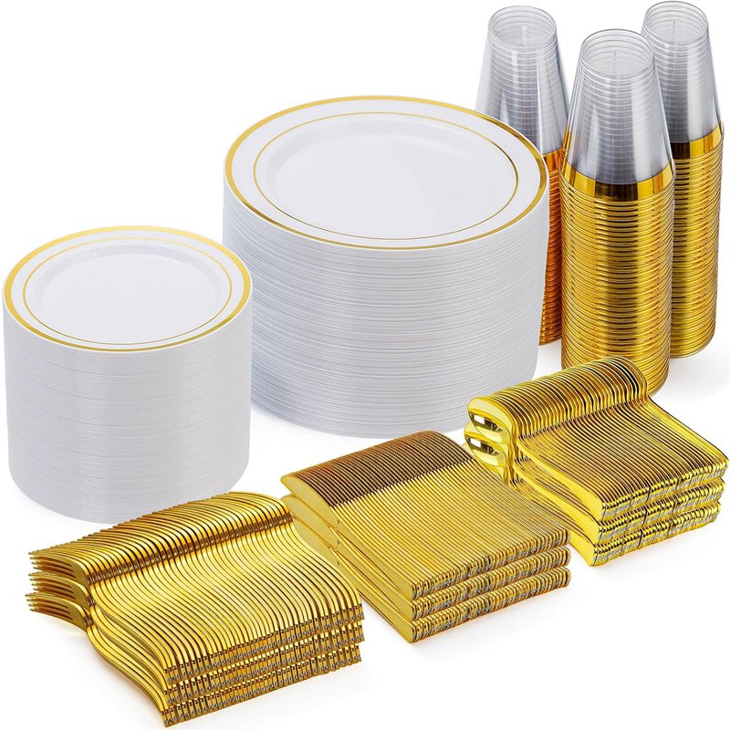 Plastic Dinnerware Set Wedding Event Birthday Dinner Party Supplies