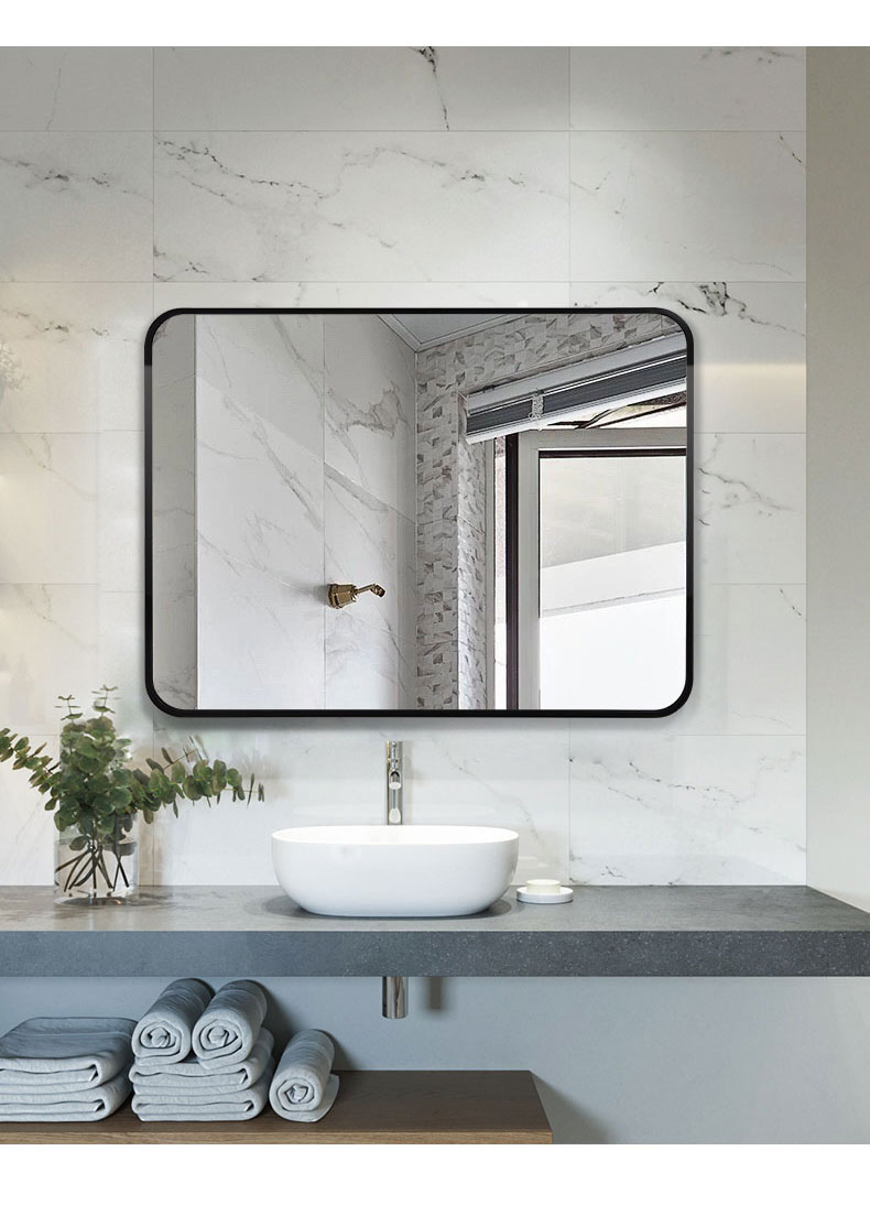 3mm/4mm/5mm/6mm Customized OEM ODM Aluminum Steel Metal Frame Hotel Modern Furniture Wall Bathroom Simple Makeup Vanity Mirror