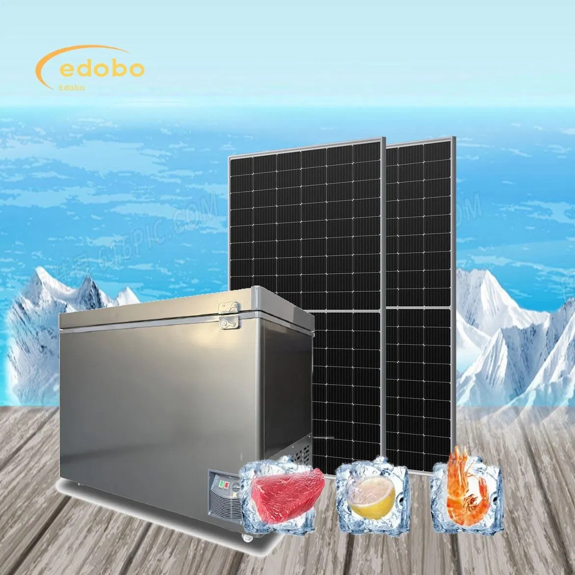 Solar Energy Powered DC/AC Edobo Freezer Chest Refridge