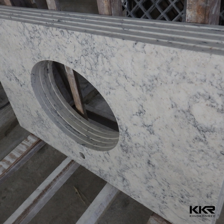 Kingkonree Carrara White Engineered Quartz Marble Kitchen Countertop