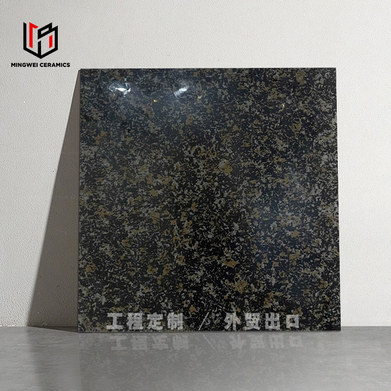 Premium Glossy Marble Pattern Tiles for Hotel Flooring Gilded Black Tile