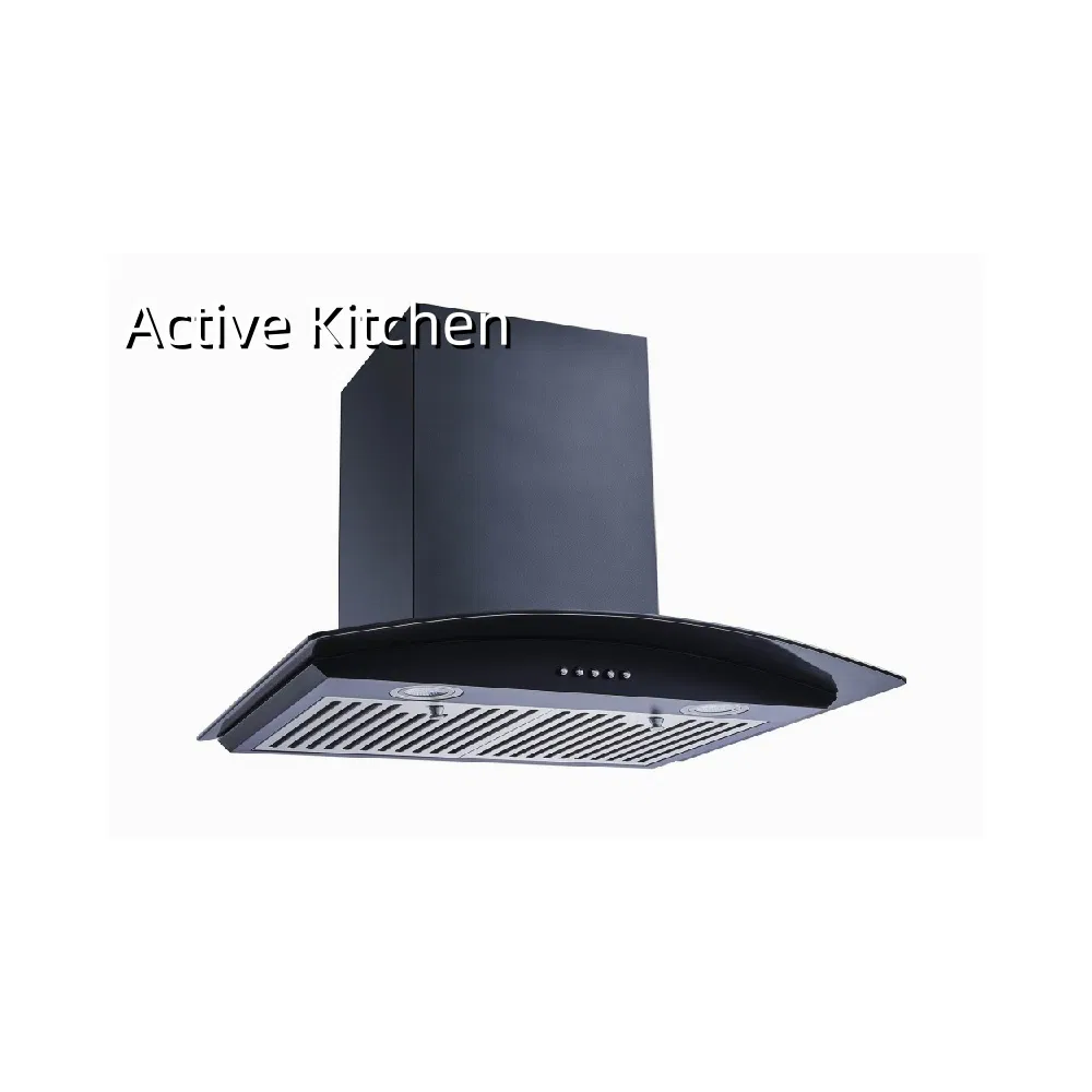 Overheat Protection Ductless Range Hood Curved Glass Hood