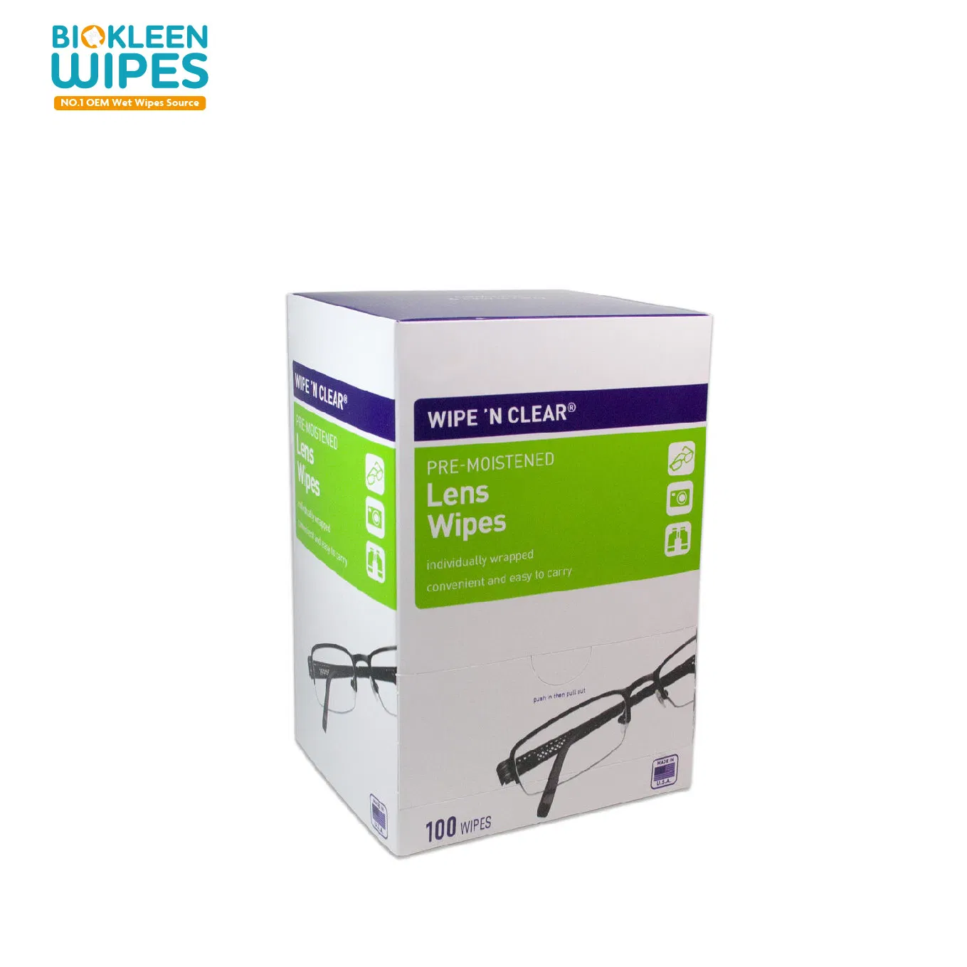 Biokleen 100CT Box Anti Fog Lens Wipes One-off Lens Cleaning Wipes Moistened Lens Cleaning Wipes