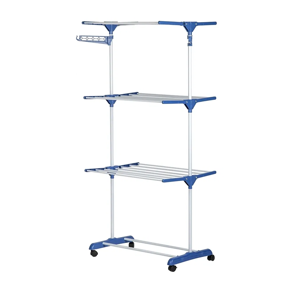 Portable Folding Floor-Standing Towel Rack Metal Drying Rack for Balcony Use