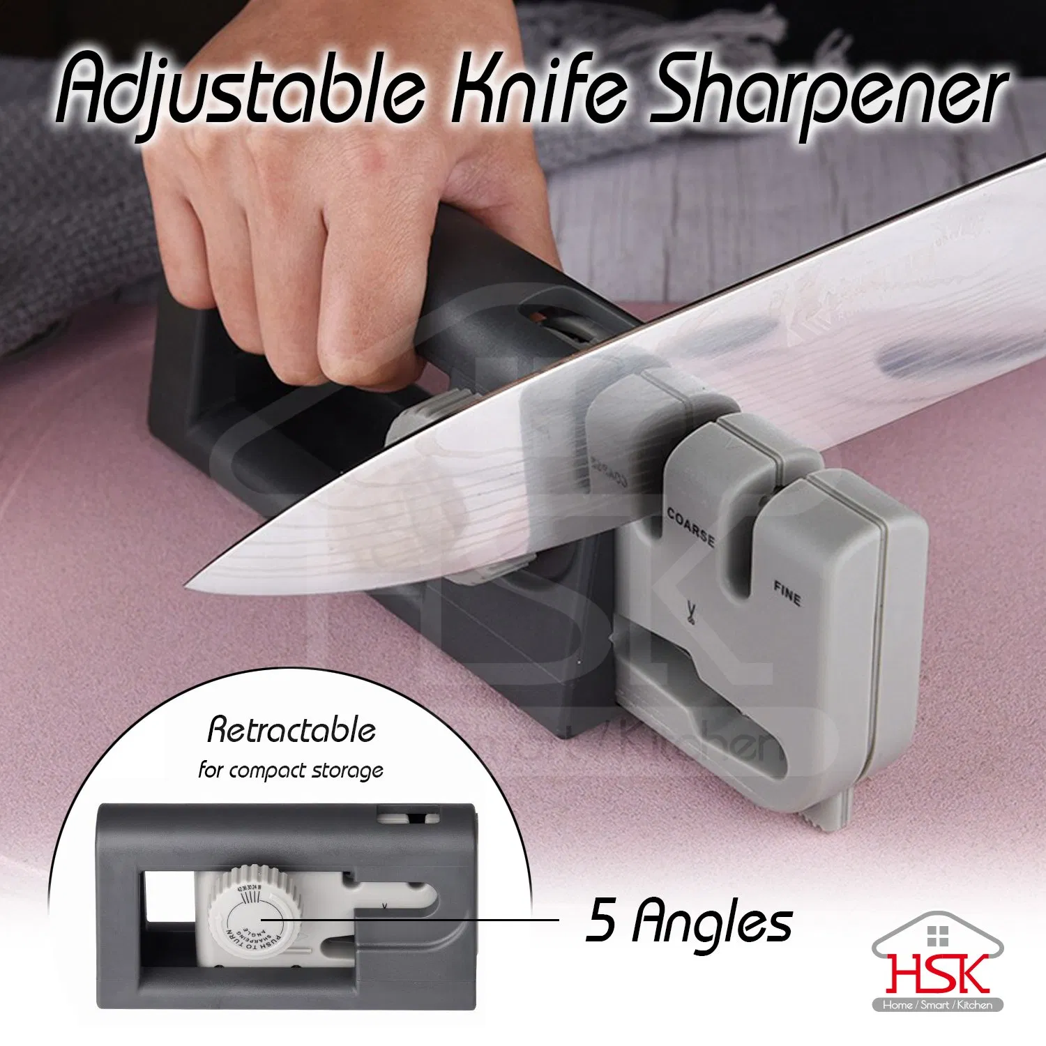 Hand Held Kitchen Knife Sharpener 5 Adjustable Sharpening Angle