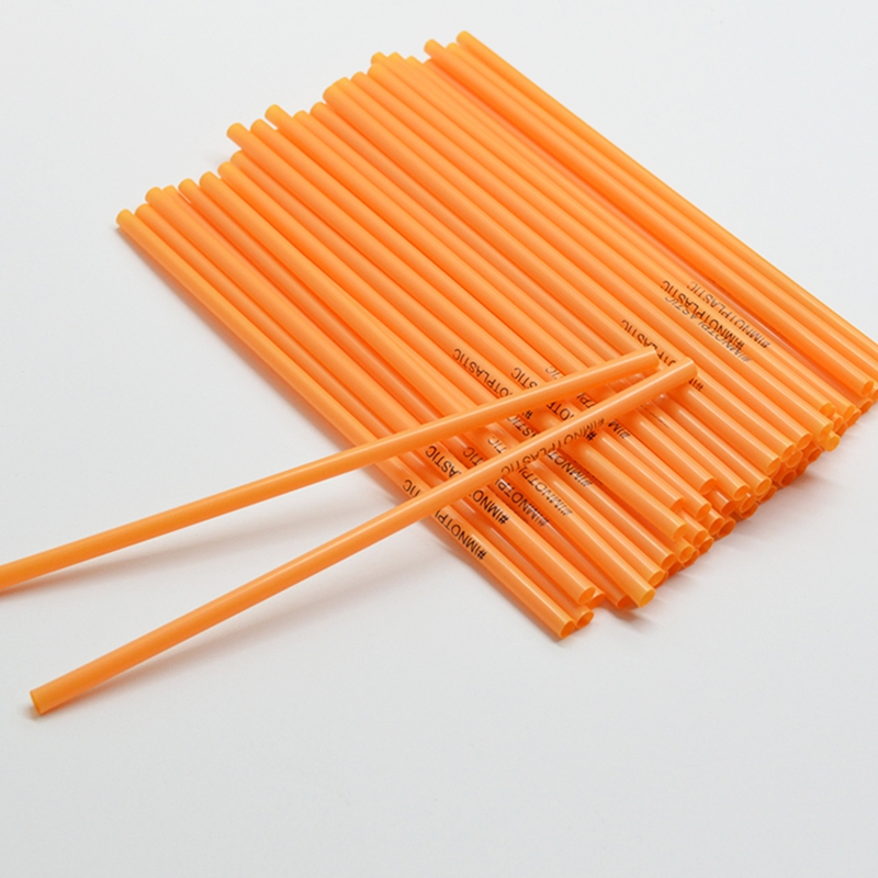 Disposable Plastic Drinks Straw Ecofriendly Straight Orange Straw Custom Logo Printed PLA Straw