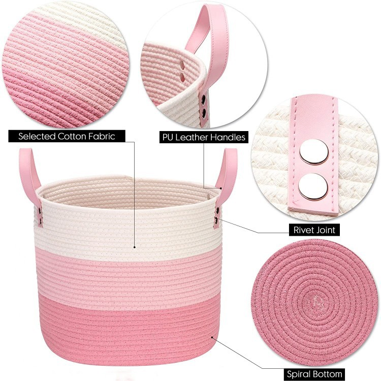 Storage Cotton Rope Basket Woven Laundry Basket