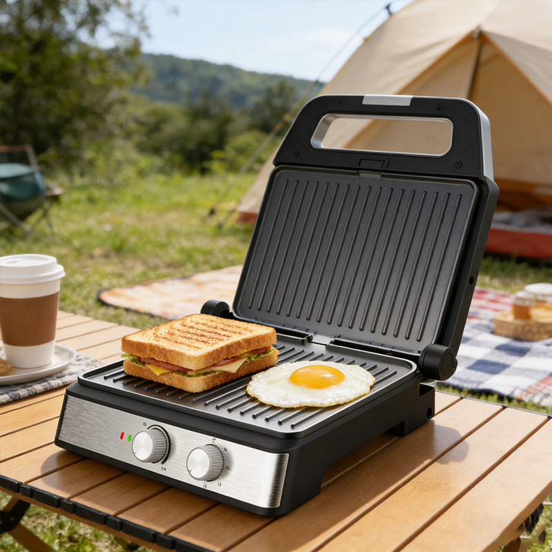 Opens 180° Dual Plate Electric Contact Grill for Tabletop Grill
