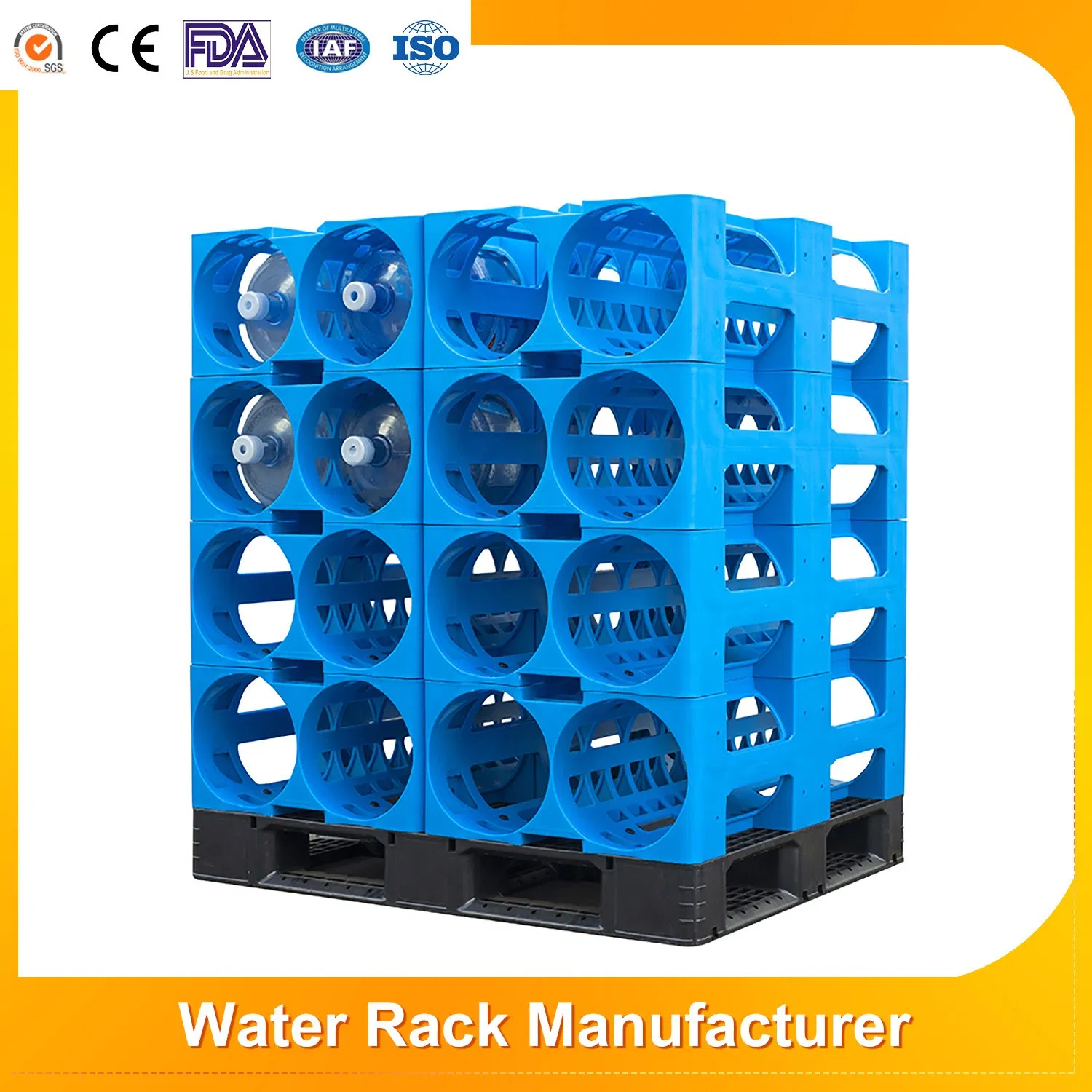 Best Quality 5 Gallon Storage Blue HDPE 4 Tiers Water Holder Plastic Water Bottle Rack