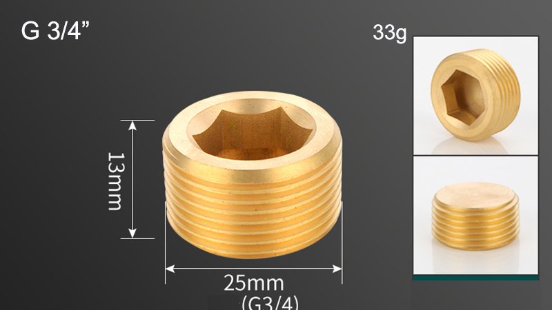 Hex Socket Drive Threaded Screw Type Water Pipe Stopper Plug