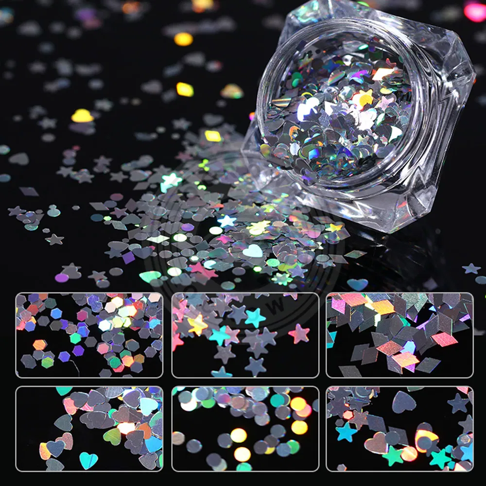 Ultrathin Sequins Colorful Round 3D Nail Art Mixed Size Glitter Pigment