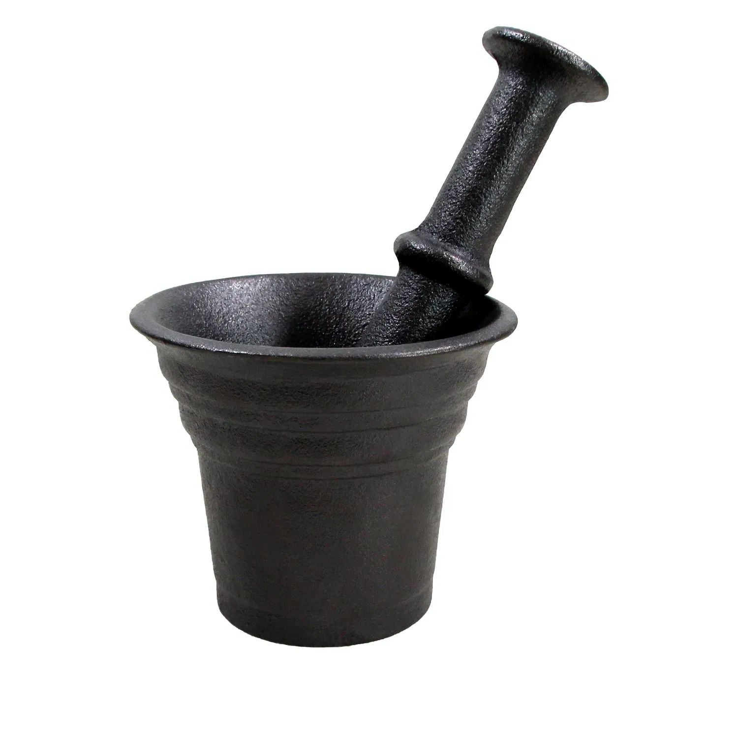 Чугунная ступка с пестиком, черная