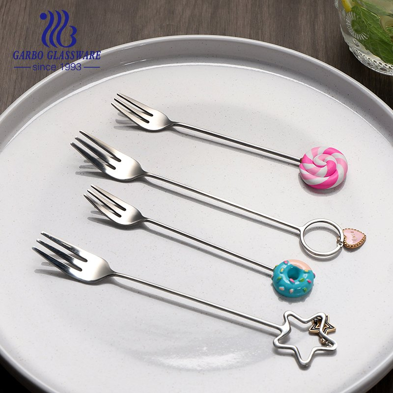 Cute Flatware Stainless Steel Cutlery Set Home OEM Handle Long Spoons Forks Set Bulk Wholesale Forks