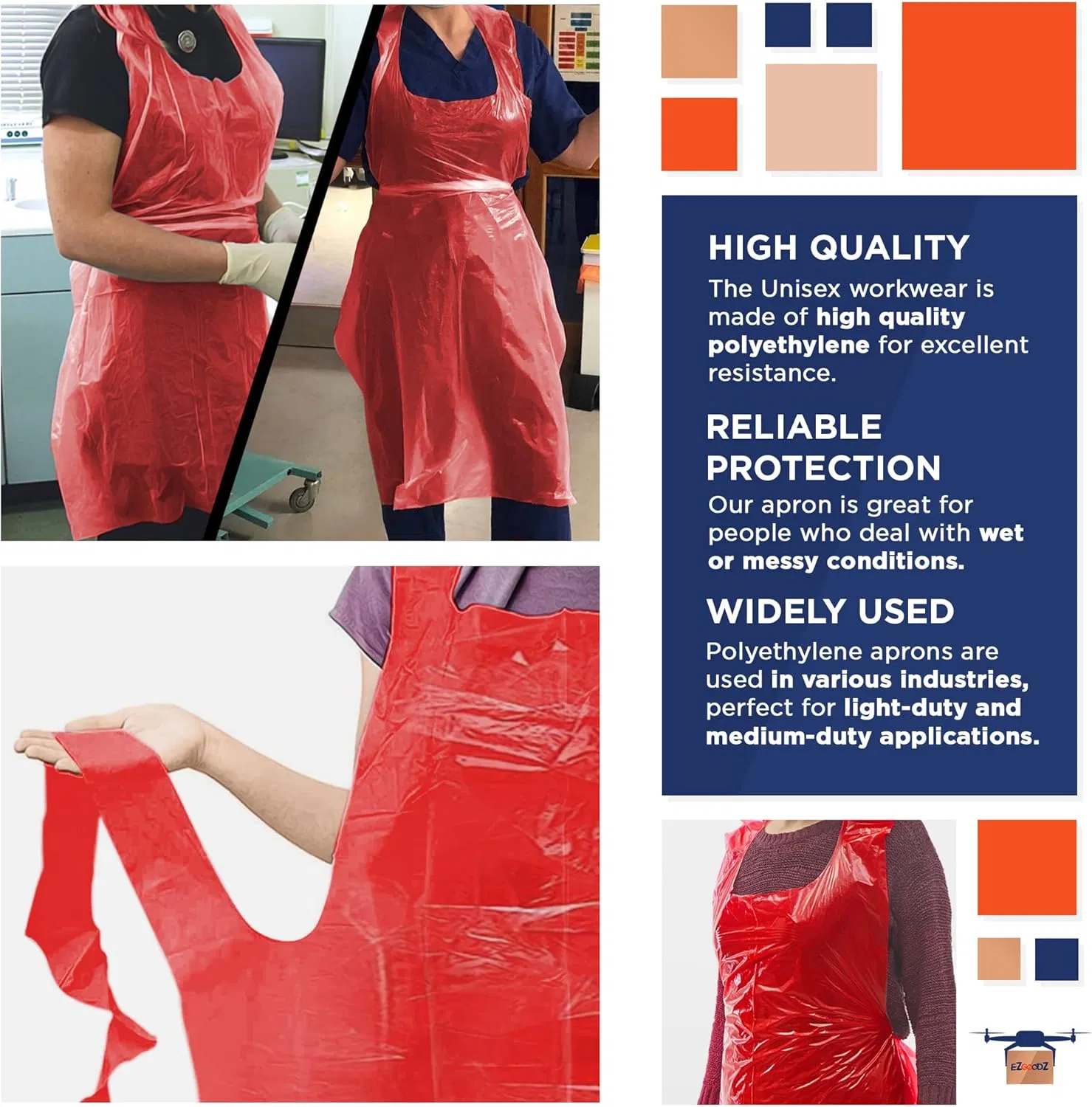 Commercial Use Bulk Clear Plastic Aprons 50PCS Roll