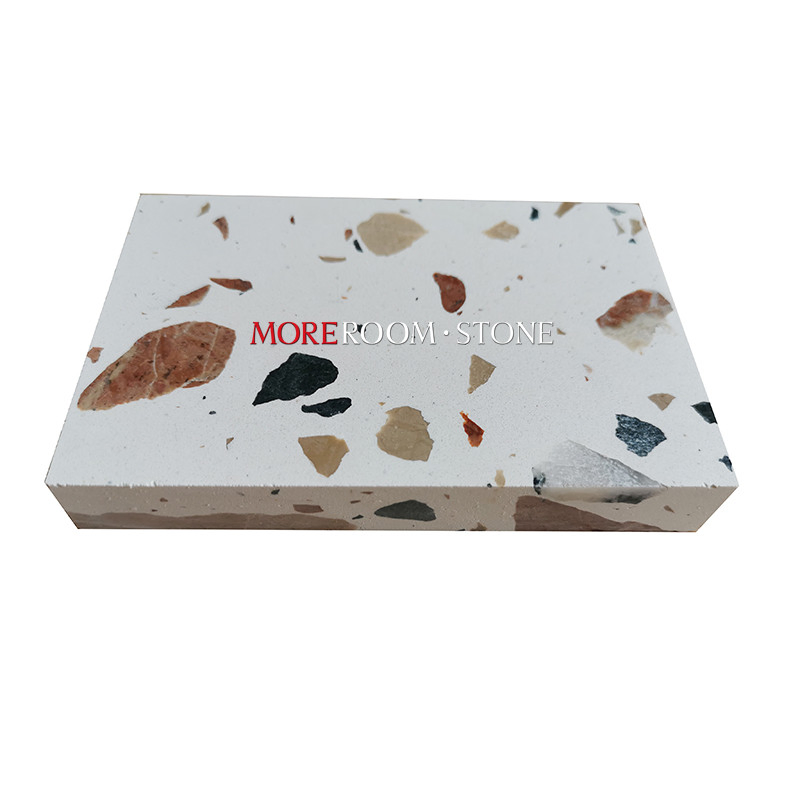 Luxury Star Hotel Bathroom Wall Decor Artificial Stone White Terrazzo