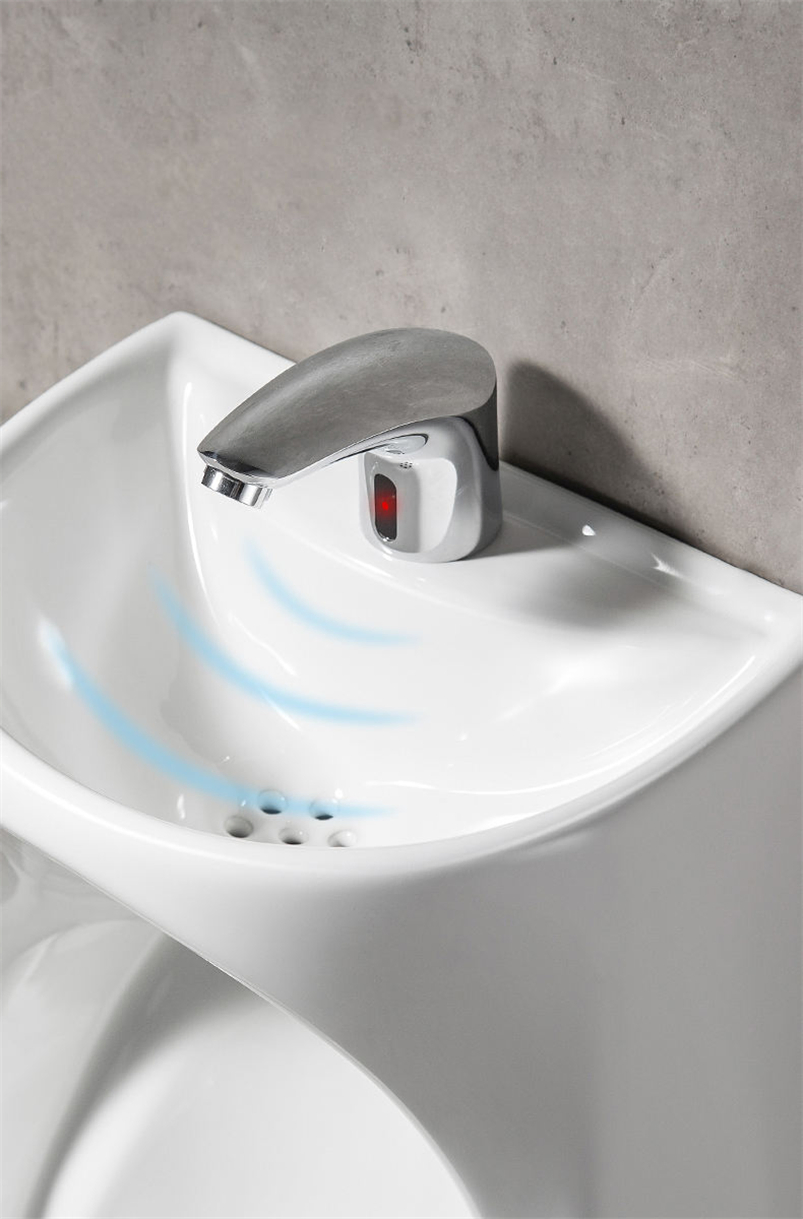 Modern Wall Hung Ceramic Men Urinal with Washing Basin Sink - Gravity Flushing, Sensor Urinal, Anti-Fouling Glaze, Fixing to Wall, High-Temperature Ceramic