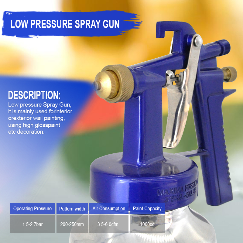 472 Low Pressure Spray Gun 1000cc Capacity Wall Painting High Gloss Paint Spray Gun