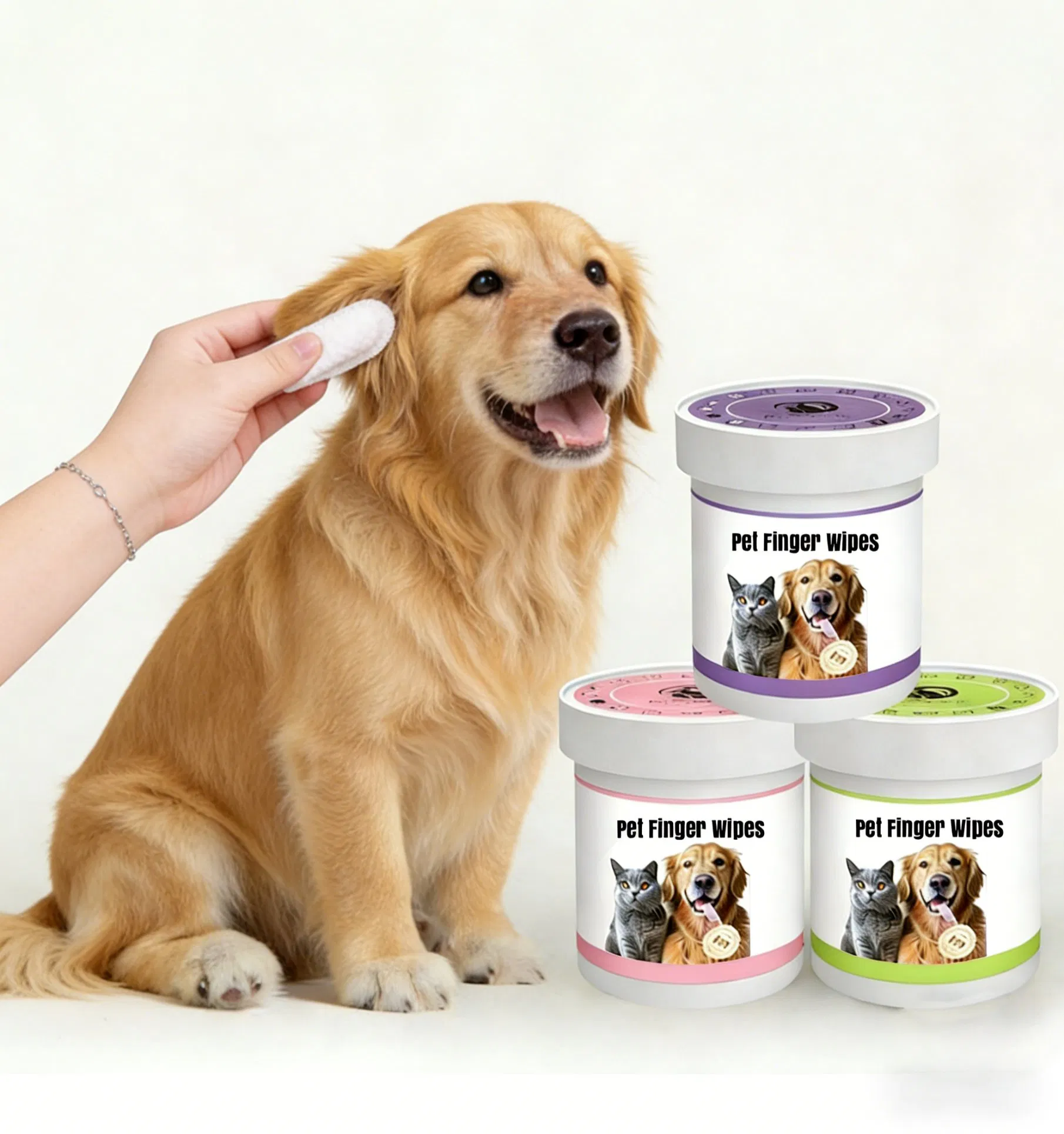 50PCS Pet Finger Wipes Dog & Cat Dental Cleaning Wipes Pet Ear Cleaning Wipes Pet Grooming Wipes OEM