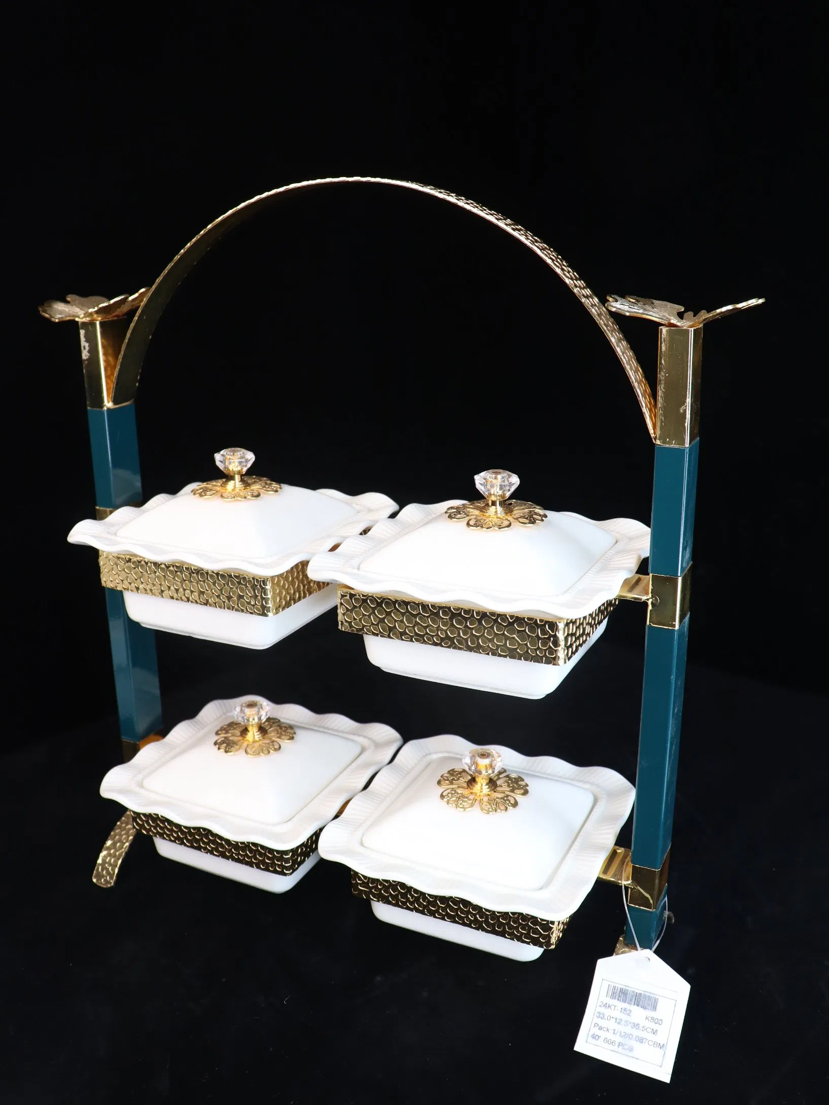 New High-End Gold-Plated Ceramic Square Fruit Tray
