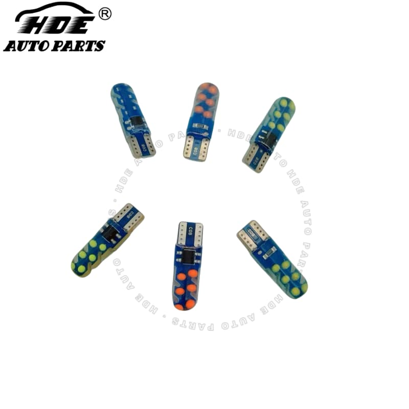 Светодиодная лампа T10 COB для авто, разноцветная