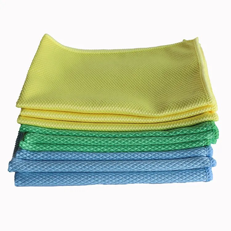 Factory Price Customized Fish Scale Microfiber Polishing Cleaning Cloth Glass Dishcloth Cloth Towel