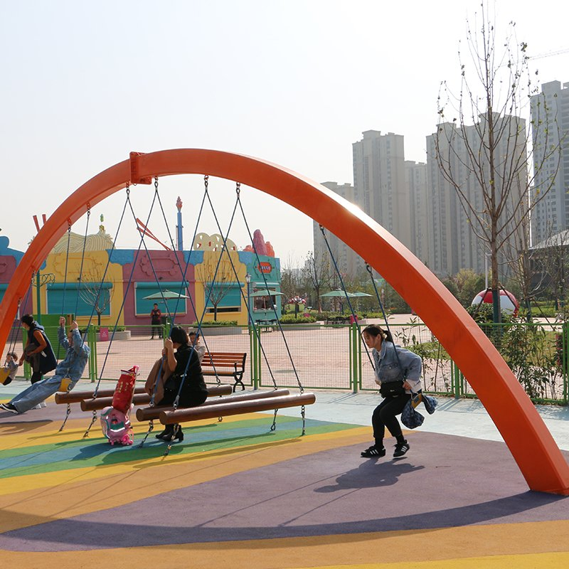 Colorful Outdoor Playground Swing and Slide Set for Kids