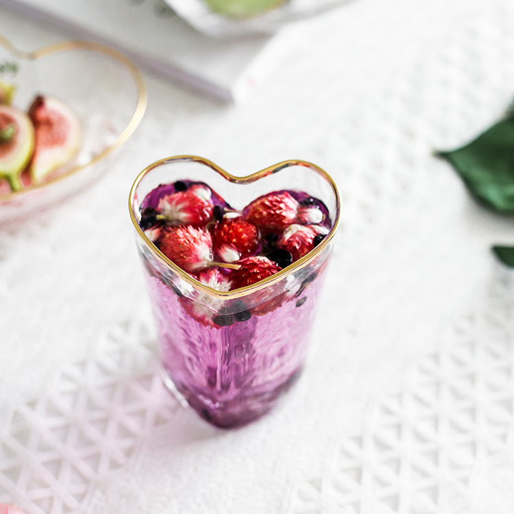 Glass Salad Bowl, Heart-Shaped Fruit Dessert Glass Bowl