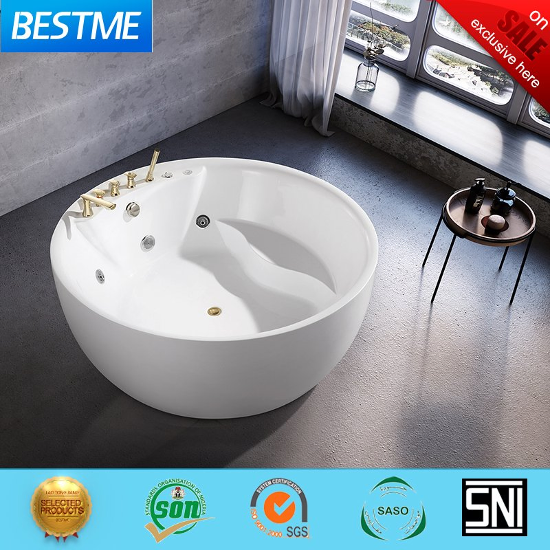 Круглая черная акриловая ванна Bestme с гидромассажем