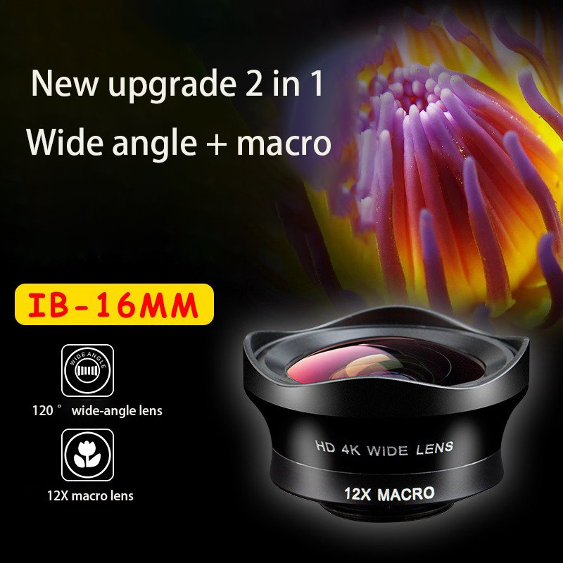 Универсальный объектив 2-в-1 16mm Wide Angle и Macro для телефона