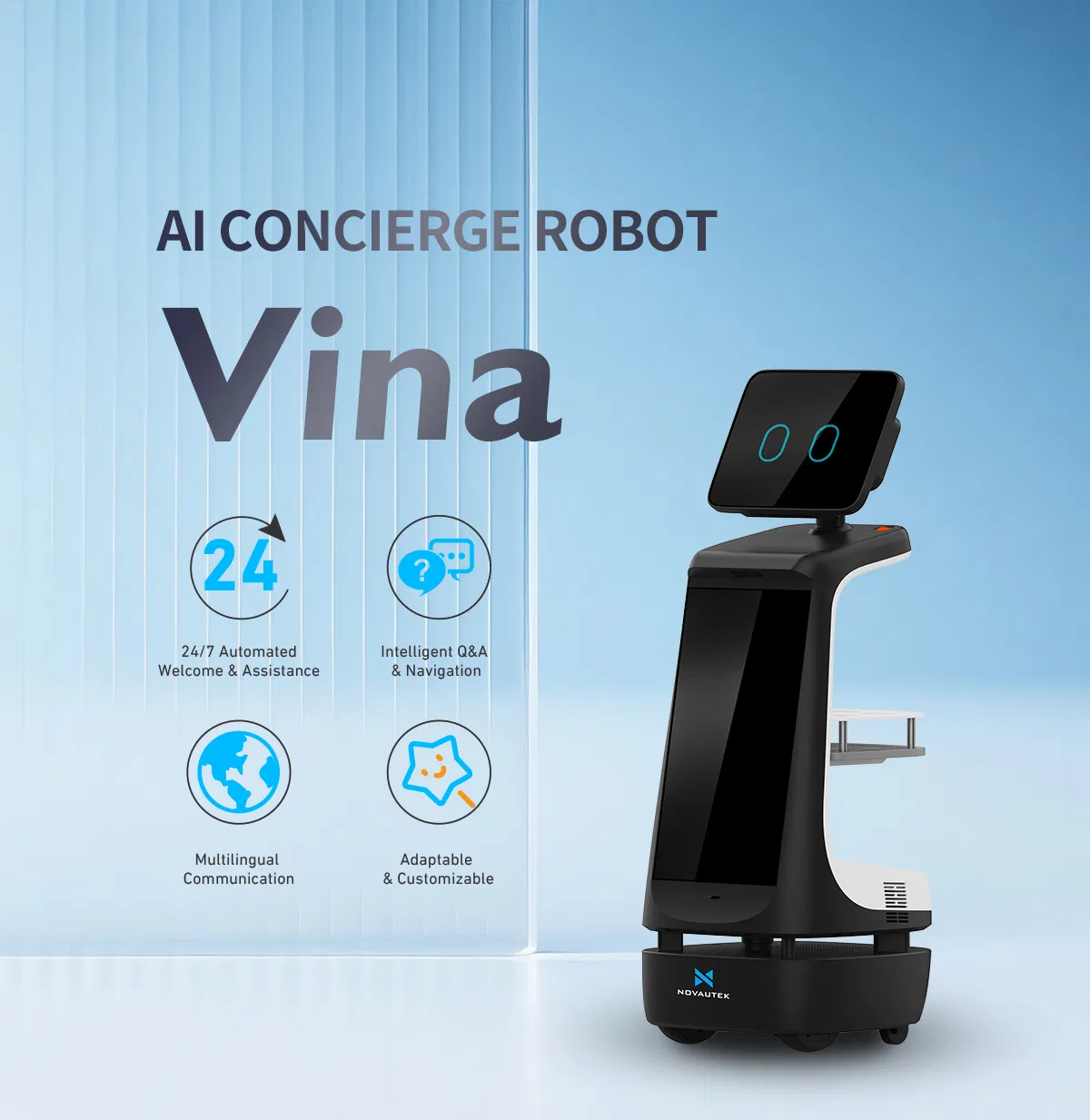 All-in-One Smart Reception with Facial Recognition, Interactive Guidance, and Autonomous Navigation Welcome Robot