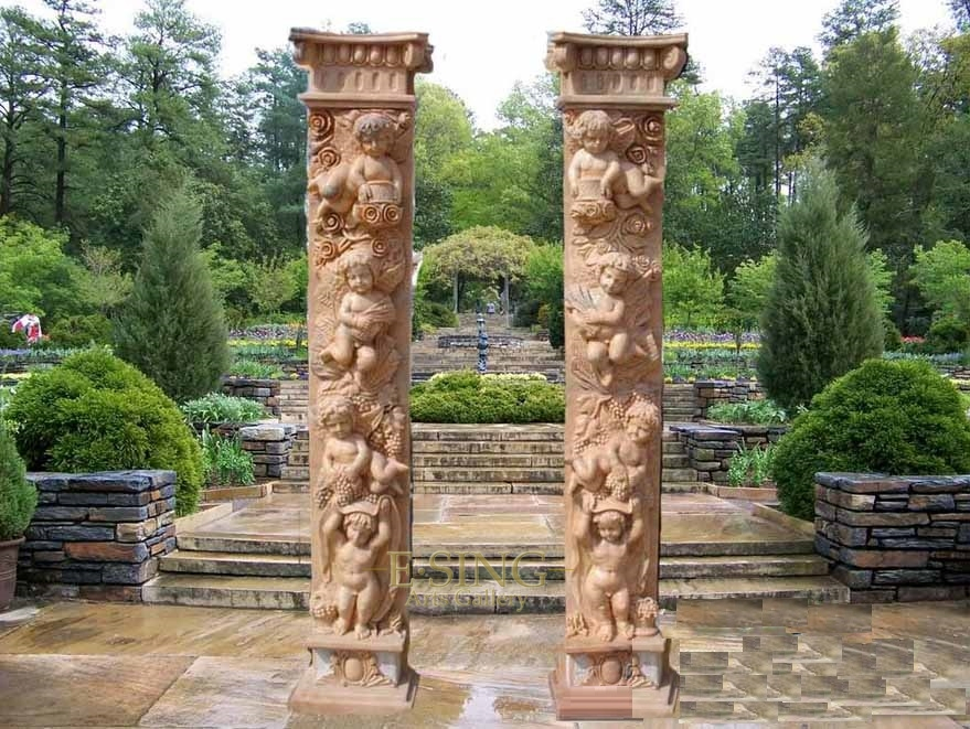 Greek Caryatid Maidens Hand Made Natural Stone Marble Statue Column for House