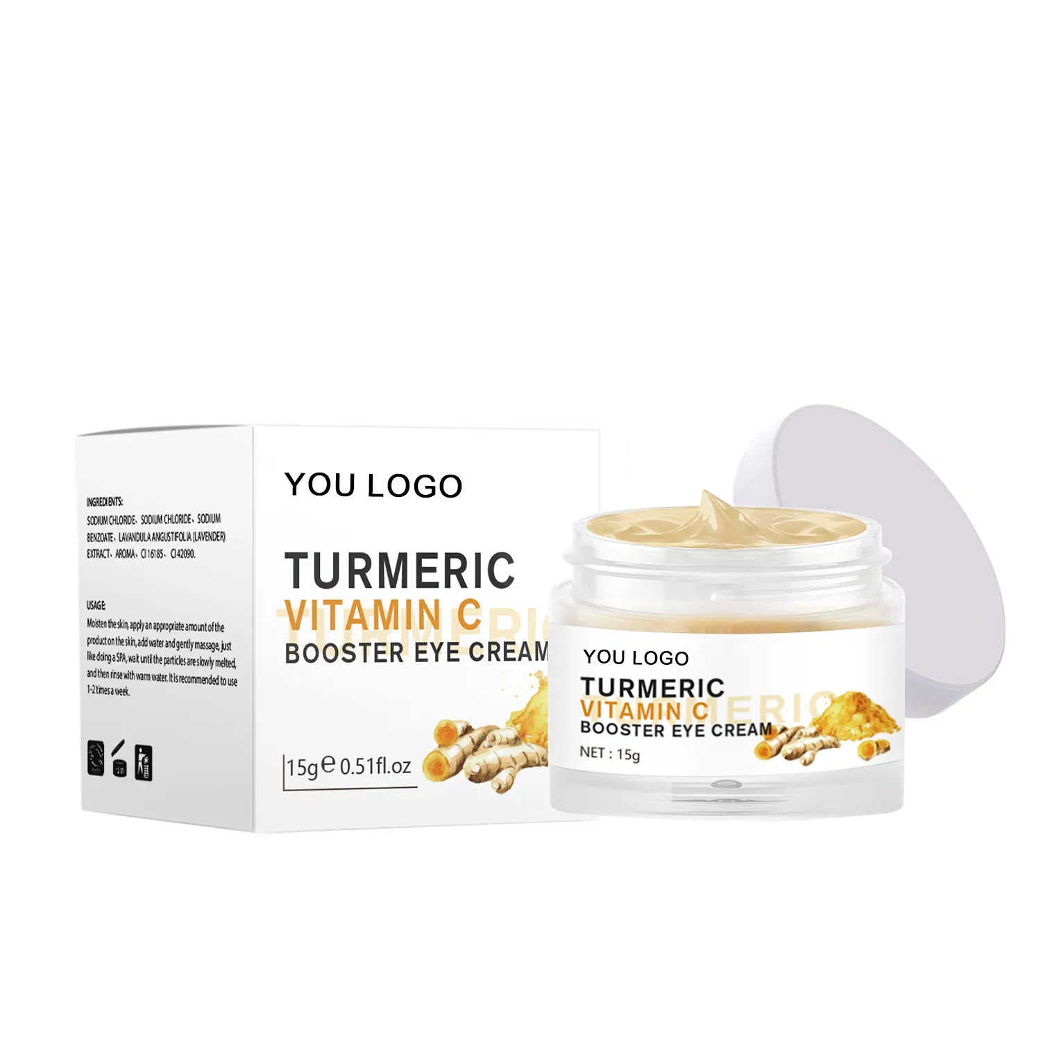 Beauty Turmeric Vitamin C Eye Cream to Help Removal Dark Circles Puffiness Eye Bags