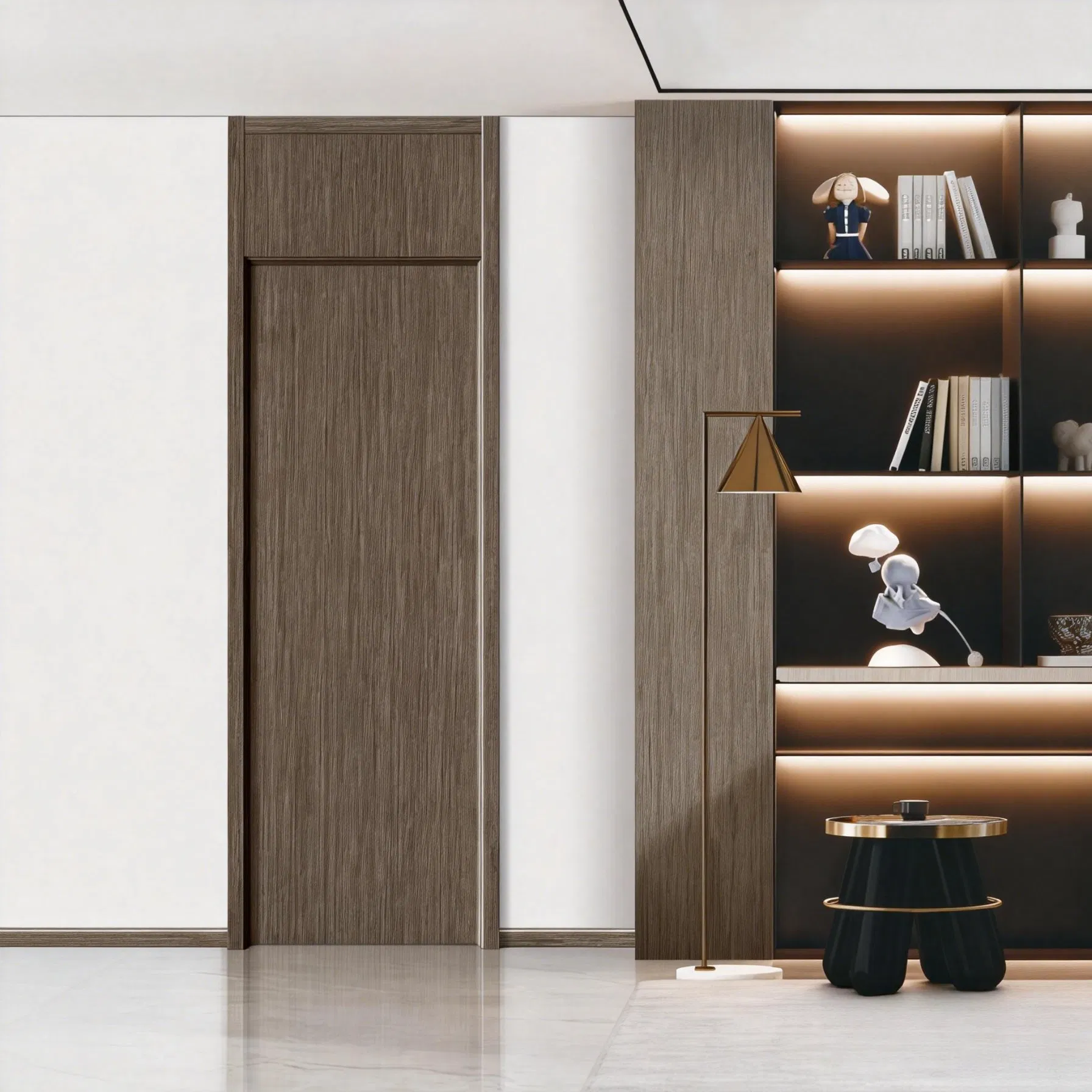 Decorative Wooden Wood Main PVC Double Leaf Door for Building Entrance