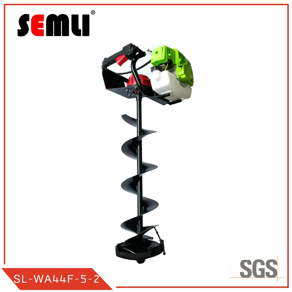 1 or 2 Men Operate Ground Drill, Earth Auger Machine