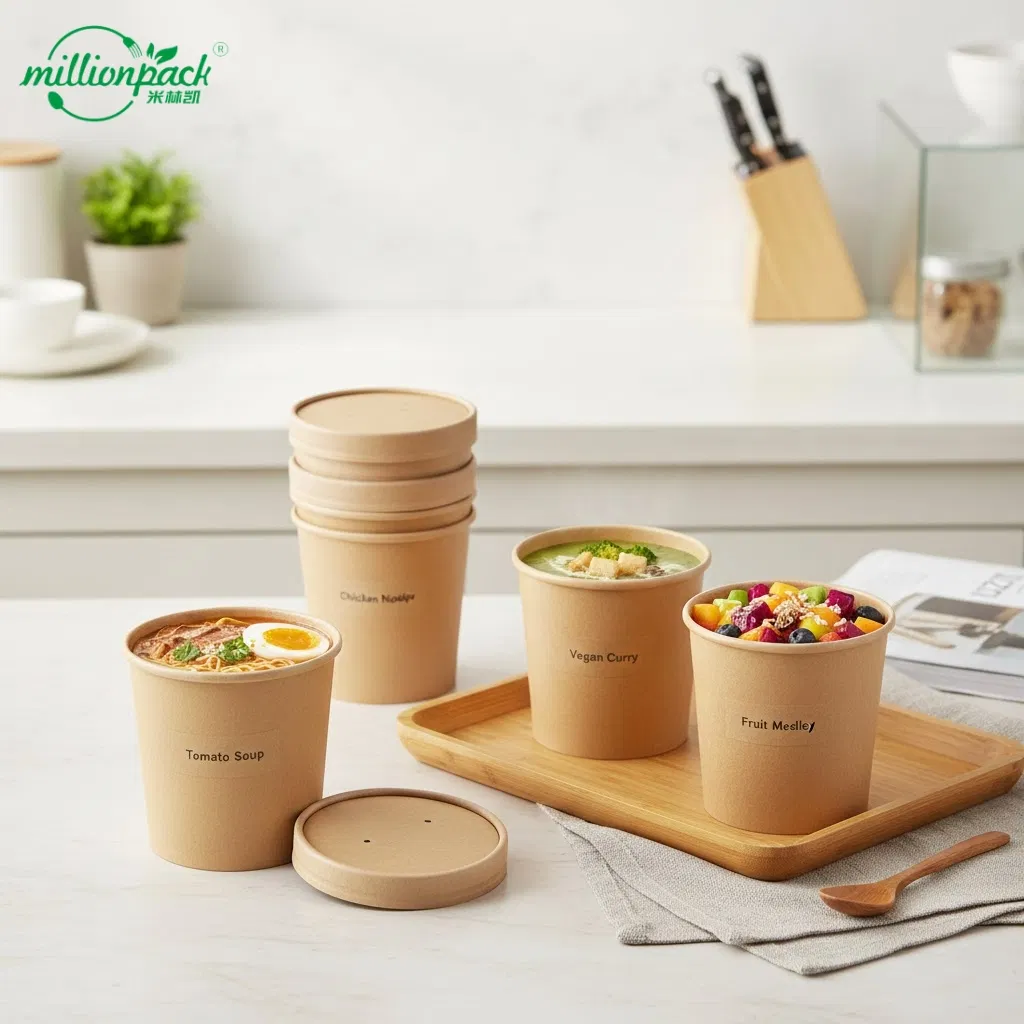 Food Grade Kraft Paper Soup Bowl for Safe Food Containment Assurance