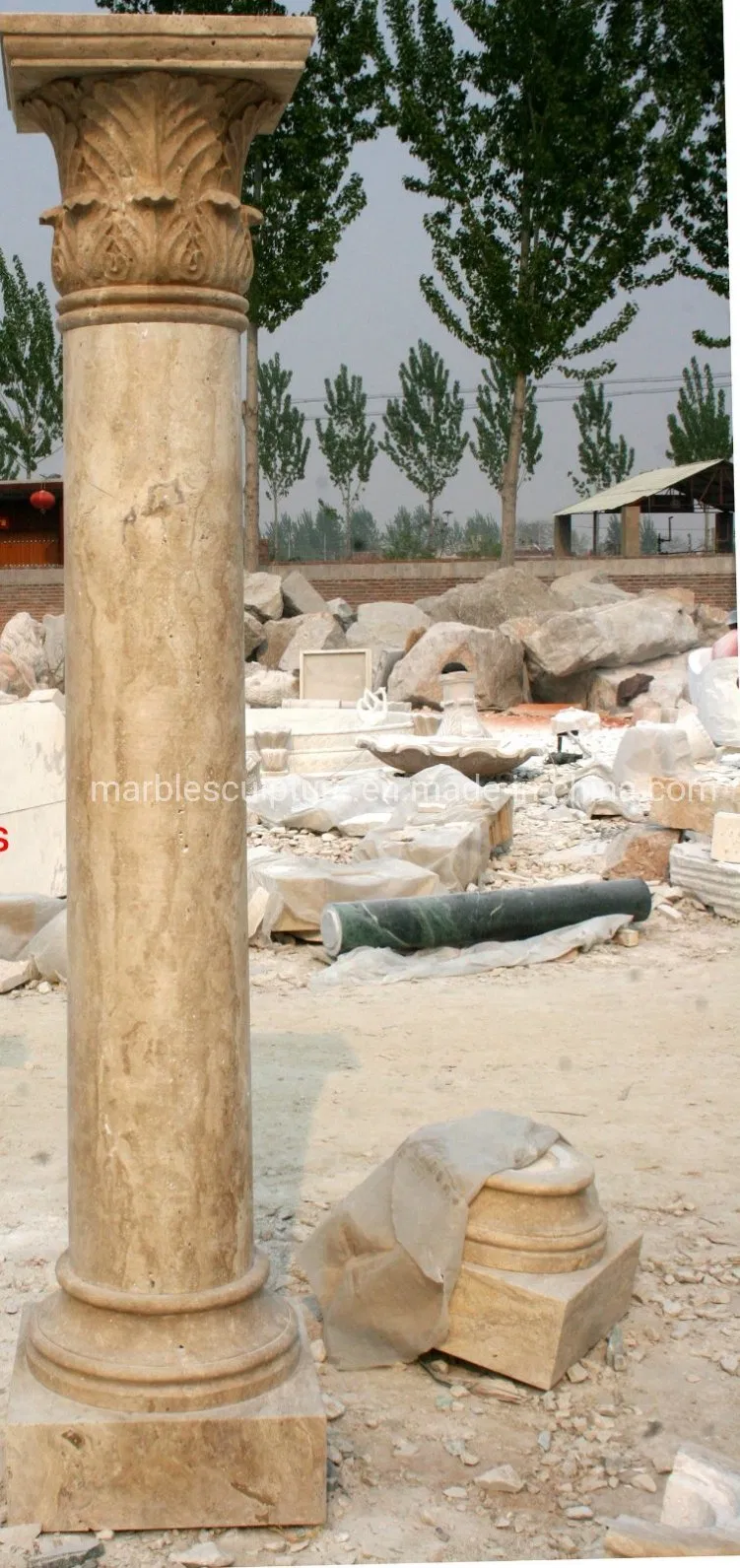 Sunset Red Stone Sculpture Marble Column (SY-C018)