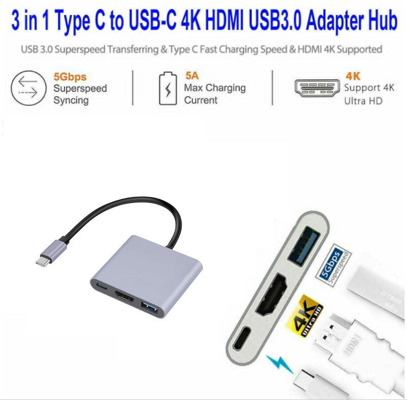 USB C to HDMI® +USB3.0+Pd100W 3 in 1 Hub