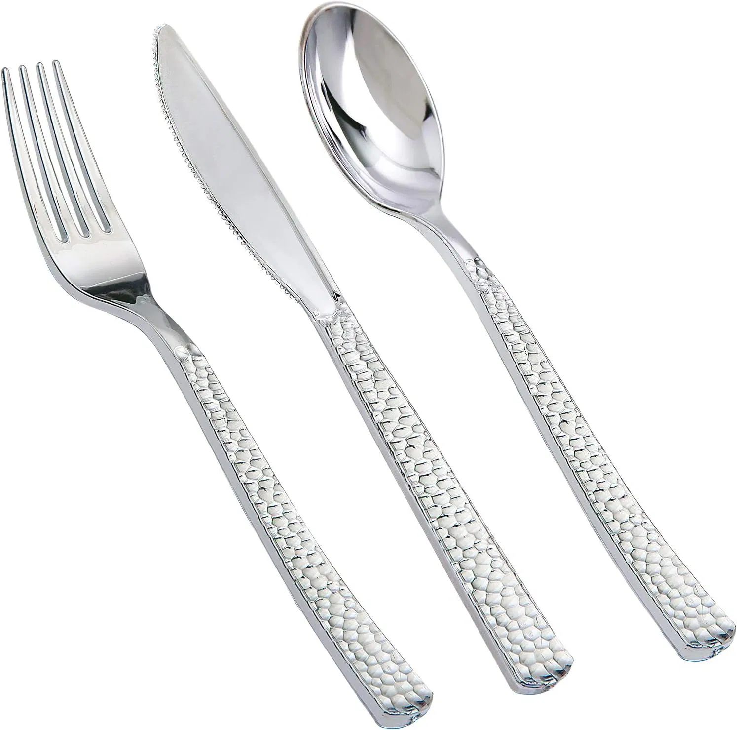 Premium Silver Disposable Cutlery Set: 120 Forks, Knives, Spoons
