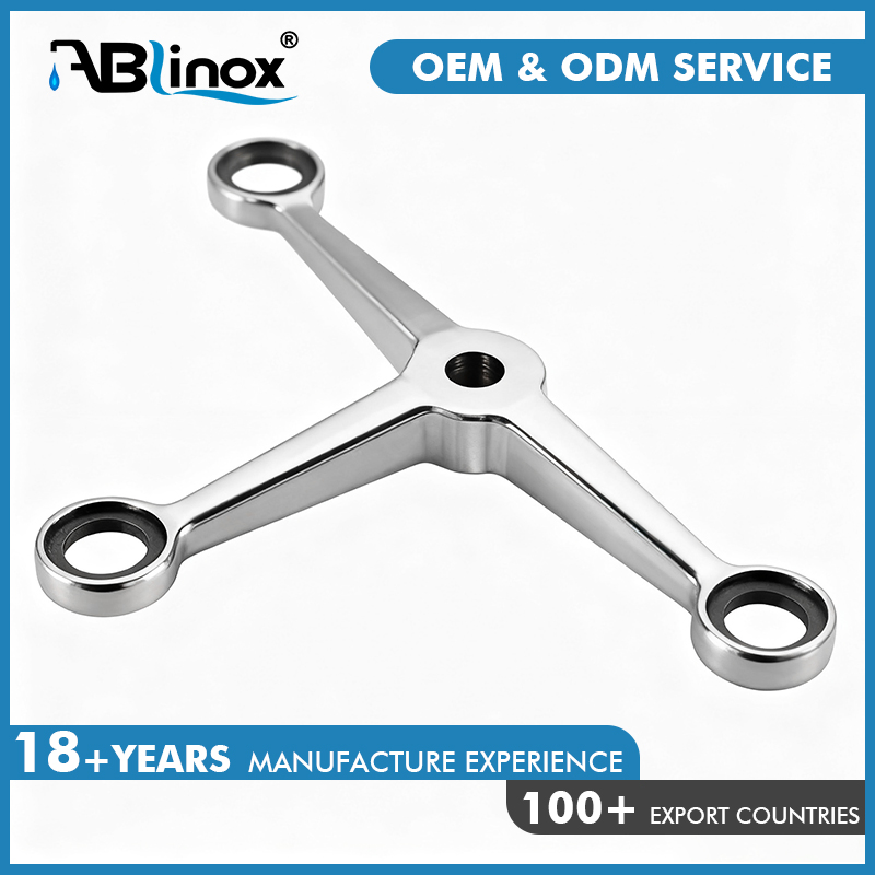 304 Stainless Steel Three Arm Way Glass Spider