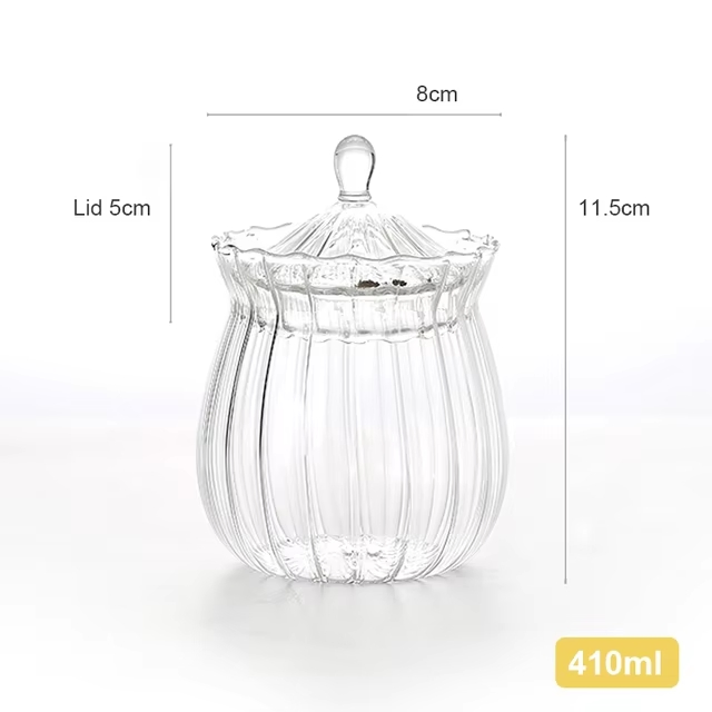 Стеклянная банка для конфет в полоску, 150/410 мл