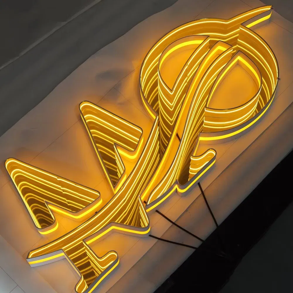 Custom Illuminated Signs 3D Abyss Letters 3D Acrylic Abyss Mirror LED Channel Letters Illusion Abyss Mirror Letters
