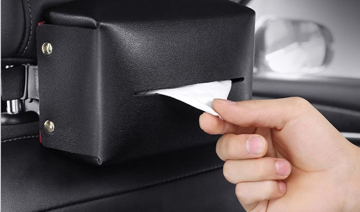 Custom Logo Tissue Box Creative Living Room Bedroom PU Leather Car Office Collapsible Tissue Holde