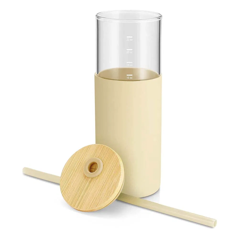 Water Glass Tumbler with Bamboo Lid