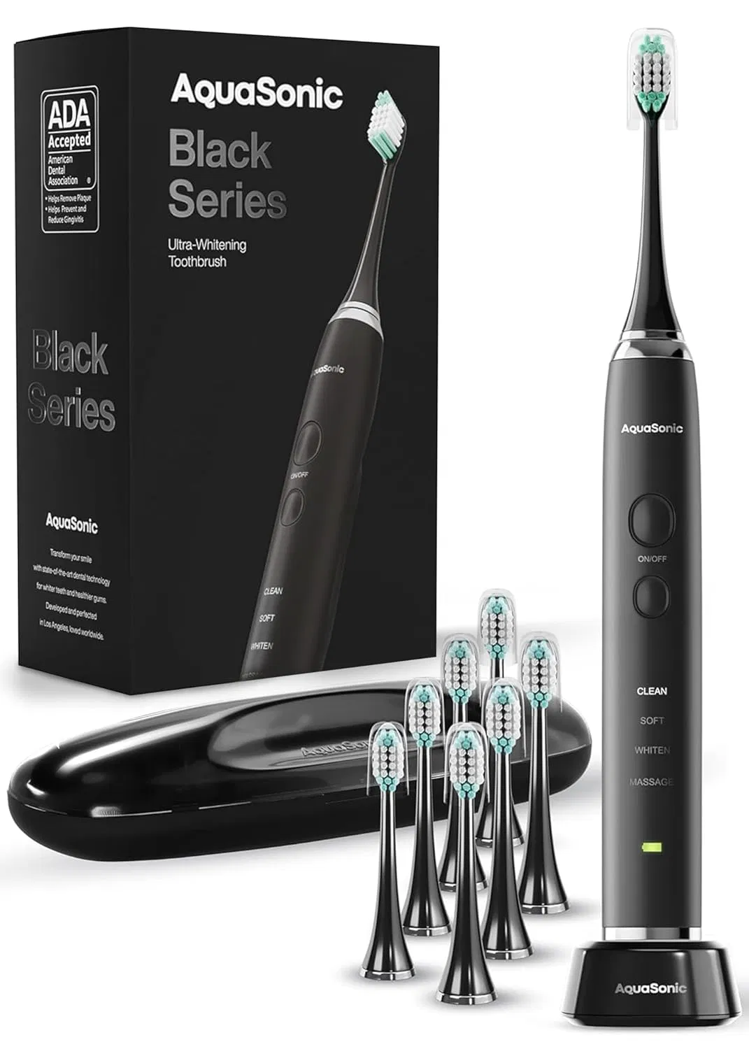 Aquasonic Black Series Ultra Whitening Toothbrush Electric Toothbrush Wireless Charging