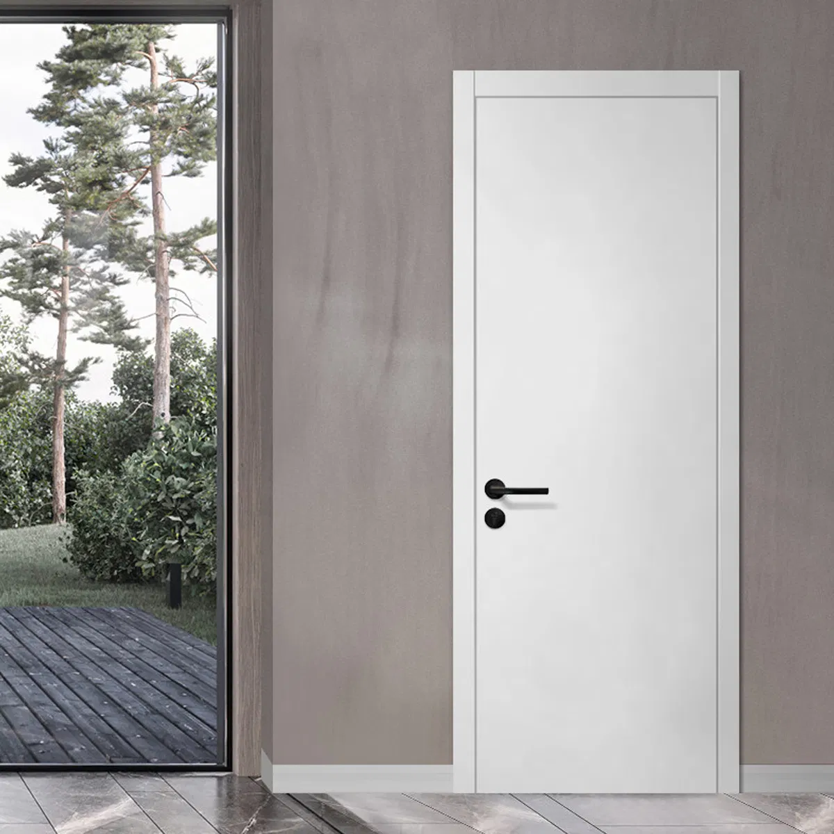 China Factory Customized Wooden Interior Door Solid Wood Entrance Wooden Door Hotel Hospital Interior Bedroom Kitchen Bathroom Commercial Projects