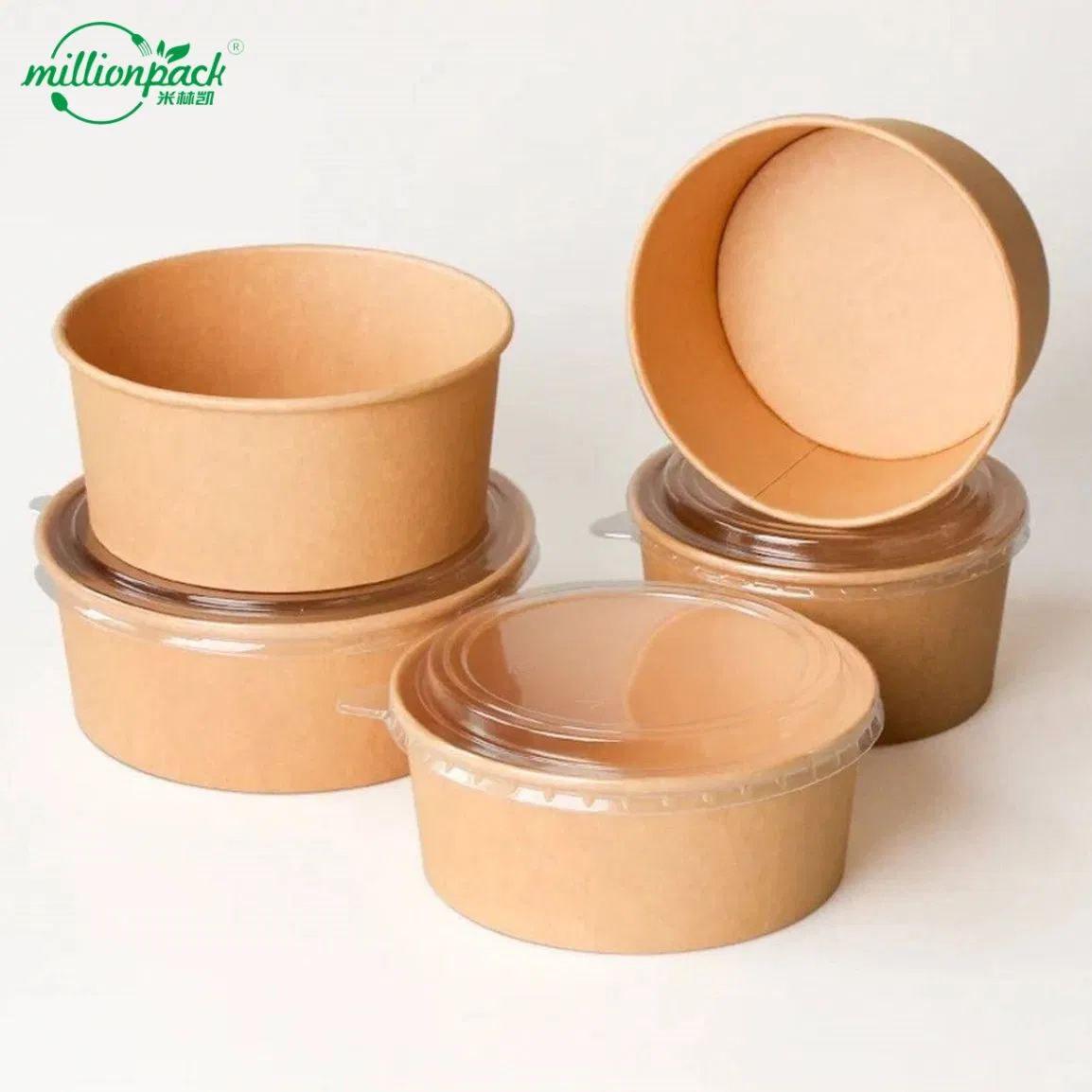 Food Packaging with Sealing Film Kraft Paper Salad Bowl for Freshness Preservation
